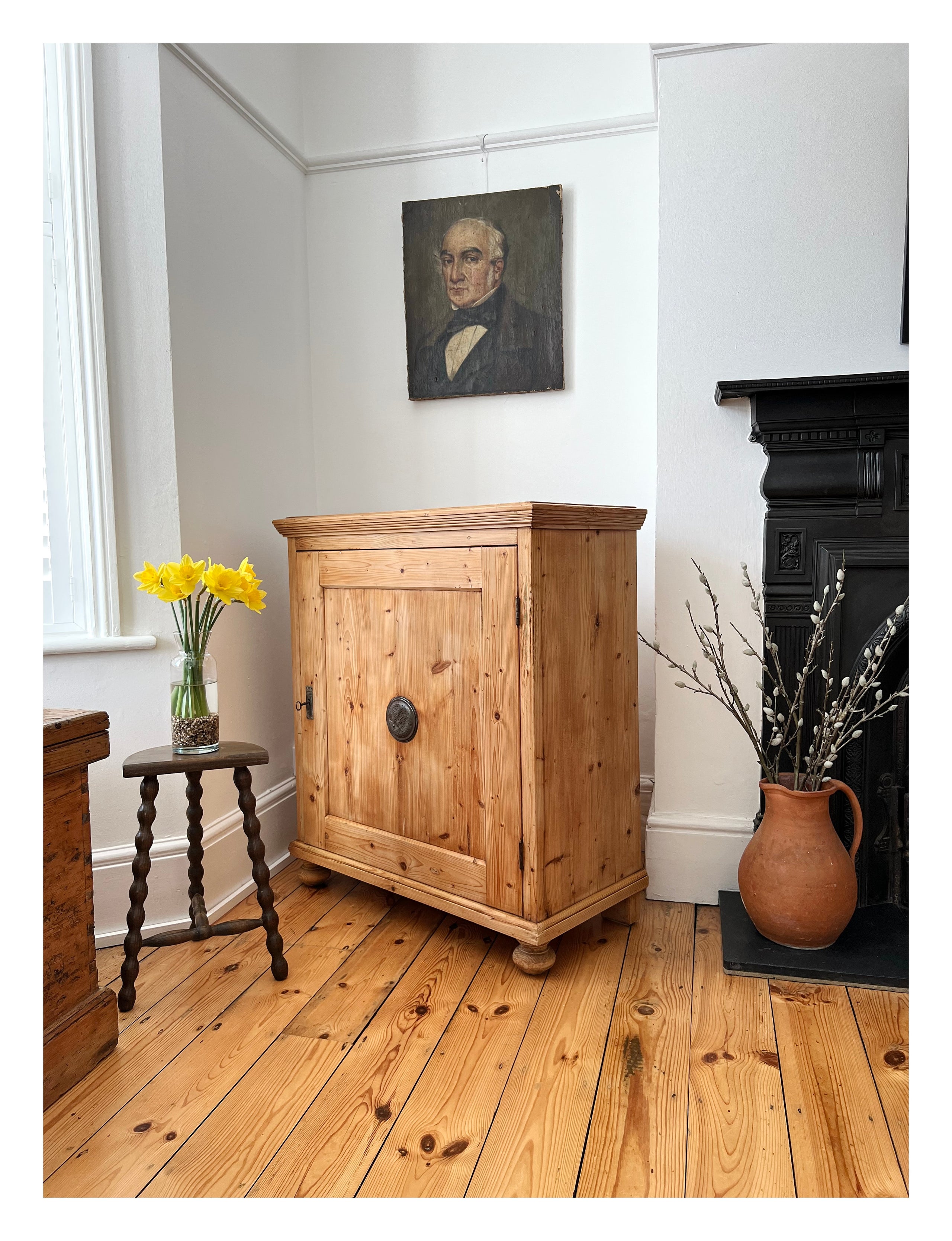 Antique cheap pine stool